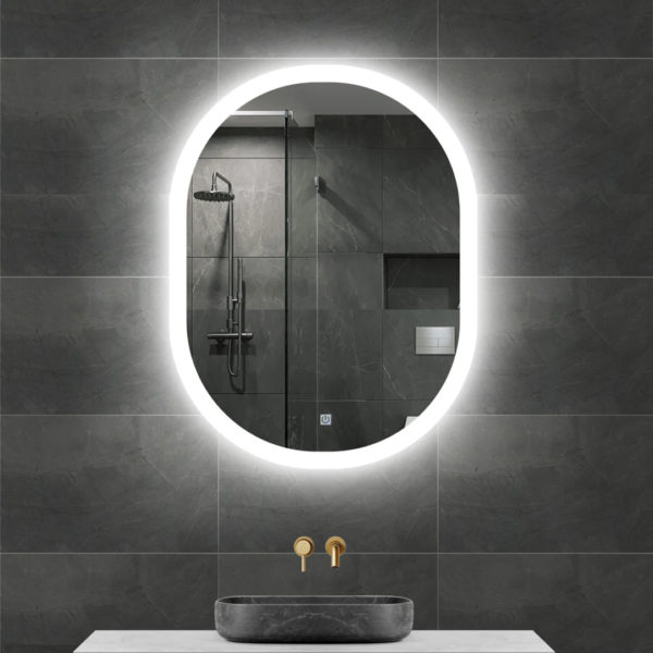 Scraped Wide Mirror White Light 6080 cm